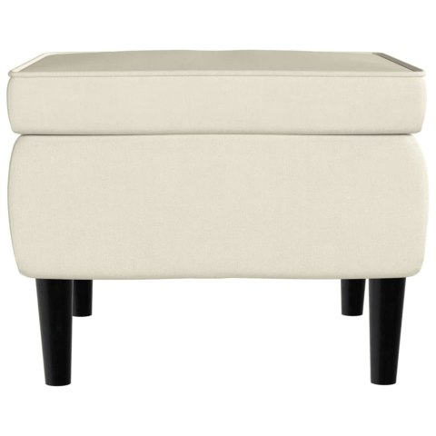 PODNÓŻEK Z DREWNIANYMI NÓŻKAMI KREMOWY OBITY AKSAMITEM