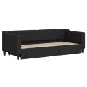 VidaXL Sofa rozsuwana z szufladami, czarna, 80x200 cm, tkanina