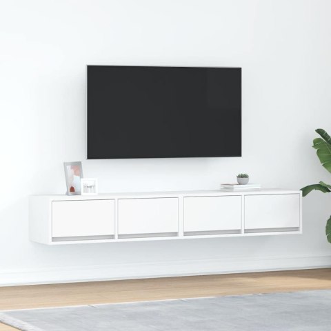 SZAFKI POD TV 2 SZT. BIAŁE 80X31X25,5CM DREWNO KLEJONE