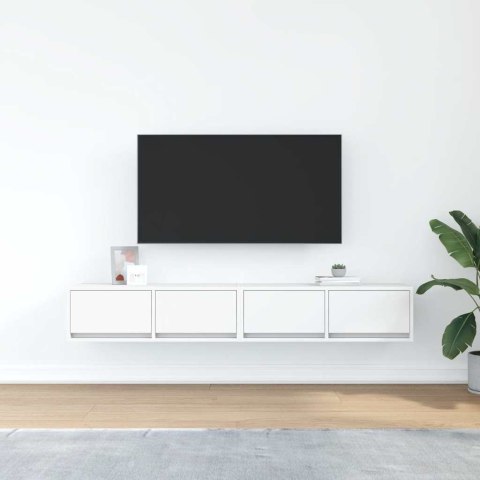 SZAFKI POD TV 2 SZT. BIAŁE 80X31X25,5CM DREWNO KLEJONE
