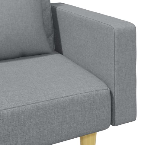 2-OS. KANAPA ROZKŁADANA Z PODUSZKAMI I PODNÓŻKIEM JASNOSZARA