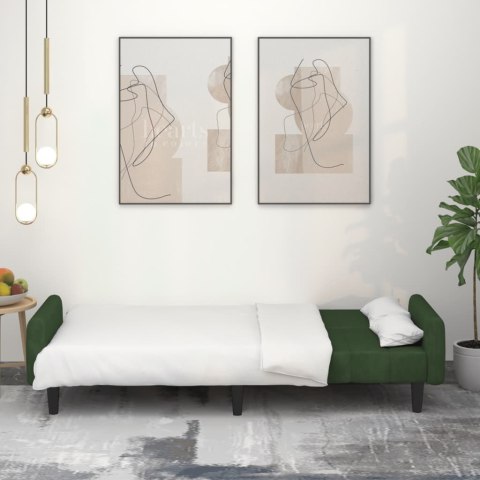 2-OSOBOWA KANAPA CIEMNOZIELONA TAPICEROWANA AKSAMITEM