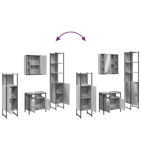 4-CZĘŚCIOWY ZESTAW SZAFEK ŁAZIENKOWYCH SZARY DĄB SONOMA