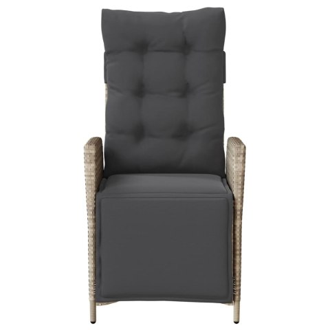 ROZKŁADANY FOTEL OGRODOWY Z PODNÓŻKIEM JASNOSZARY POLIRATTAN