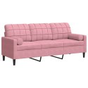 3-OSOBOWA SOFA Z PODUSZKAMI RÓŻOWA 180CM AKSAMIT