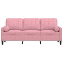 3-OSOBOWA SOFA Z PODUSZKAMI RÓŻOWA 180CM AKSAMIT