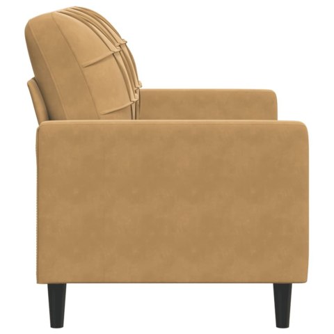 SOFA 2-OSOBOWA BRĄZOWY 120CM TAPICEROWANA AKSAMITEM