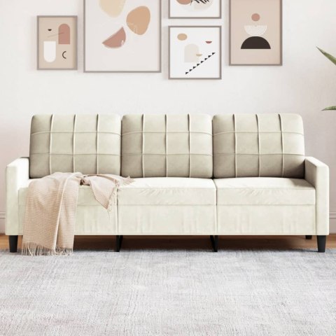 SOFA 3-OSOBOWA KREMOWY 180CM TAPICEROWANA AKSAMITEM