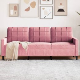 SOFA 3-OSOBOWA RÓŻOWA 180CM OBITA AKSAMITEM