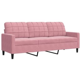 SOFA 3-OSOBOWA RÓŻOWA 180CM OBITA AKSAMITEM