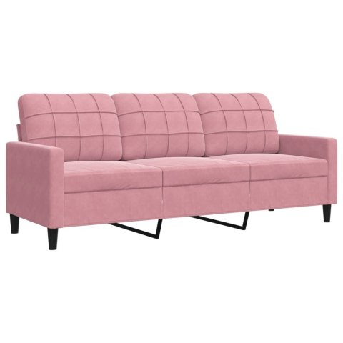 SOFA 3-OSOBOWA RÓŻOWA 180CM OBITA AKSAMITEM