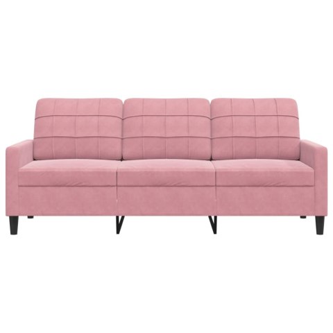 SOFA 3-OSOBOWA RÓŻOWA 180CM OBITA AKSAMITEM
