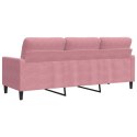 SOFA 3-OSOBOWA RÓŻOWA 180CM OBITA AKSAMITEM