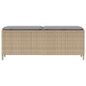 ŁAWKA OGRODOWA Z PODUSZKĄ BEŻOWA 110X30X40,5CM POLIRATTAN