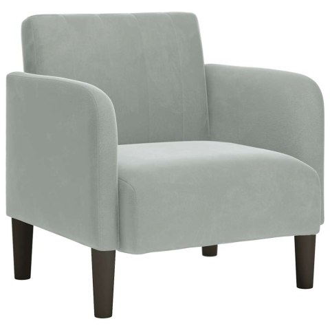 SOFA FOTEL Z PODŁOKIETNIKAMI JASNOSZARY 54CM AKSAMIT