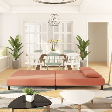 2-OSOBOWA KANAPA 2 PODUSZKI RÓŻOWA AKSAMITNA