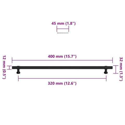 UCHWYTY DO SZAFEK 5 SZT. CZARNE 320MM STAL NIERDZEWNA