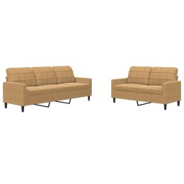 2-CZĘŚCIOWY KOMPLET WYPOCZYNKOWY OBITY AKSAMITEM BRĄZOWY