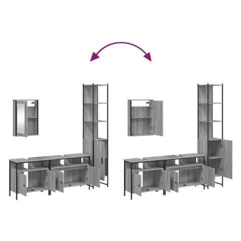 4-CZĘŚCIOWY ZESTAW MEBLI ŁAZIENKOWYCH SZARY DĄB SONOMA