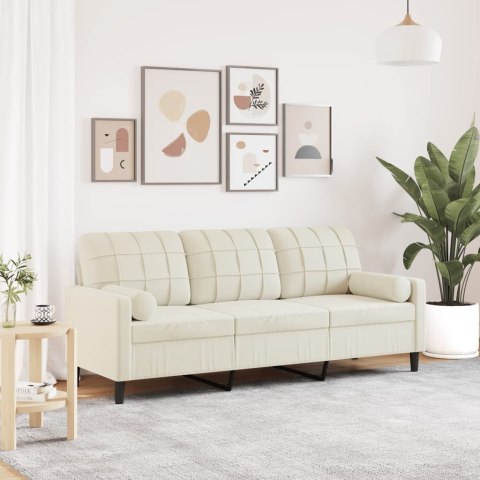 3-OSOBOWA SOFA Z PODUSZKAMI KREMOWA 180CM AKSAMIT