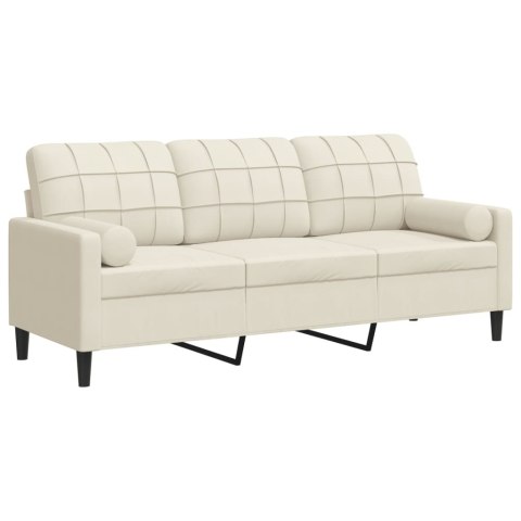 3-OSOBOWA SOFA Z PODUSZKAMI KREMOWA 180CM AKSAMIT