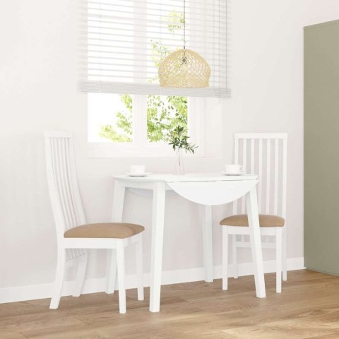 KRZESŁA DO JADALNI Z PODUSZKAMI 2 SZT. BIAŁE LITE DREWNO GUMOWE