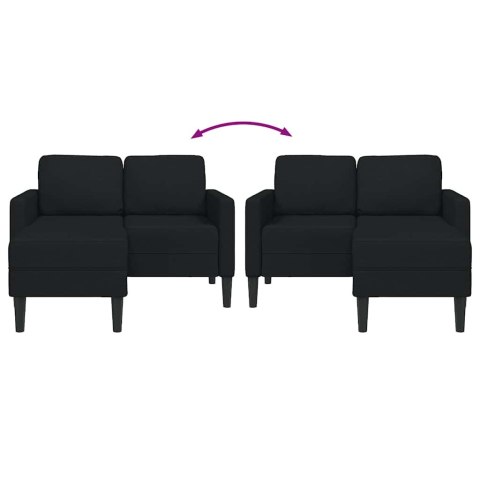 SOFA 2-OSOBOWA Z SZEZLONGIEM W KSZTAŁCIE LITERY L CZARNA