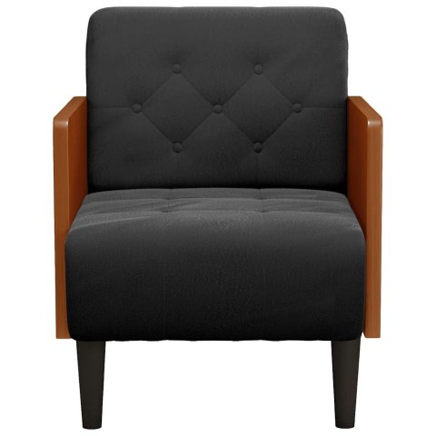 SOFA FOTEL Z PODŁOKIETNIKAMI CZARNY 55CM AKSAMIT
