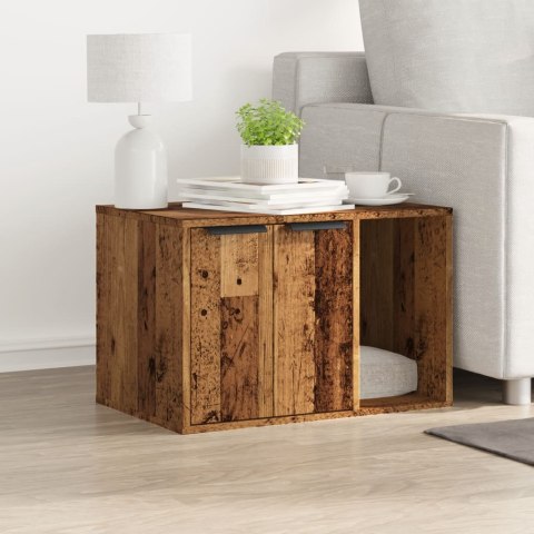 SZAFKA NA KUWETĘ DOMEK DLA KOTA STOLIK UKRYTA KUWETA STARE DREWNO 60X40X40CM