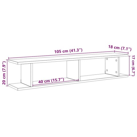 PÓŁKI ŚCIENNE 2 SZT. CZARNY DĄB 105X18X20CM