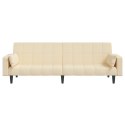 2-OSOBOWA KANAPA 2 PODUSZKI KREMOWA TAPICEROWANA TKANINĄ
