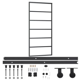 DRZWI PRZESUWNE Z OSPRZĘTEM SZKŁO ESG I ALUMINIUM 90X205CM