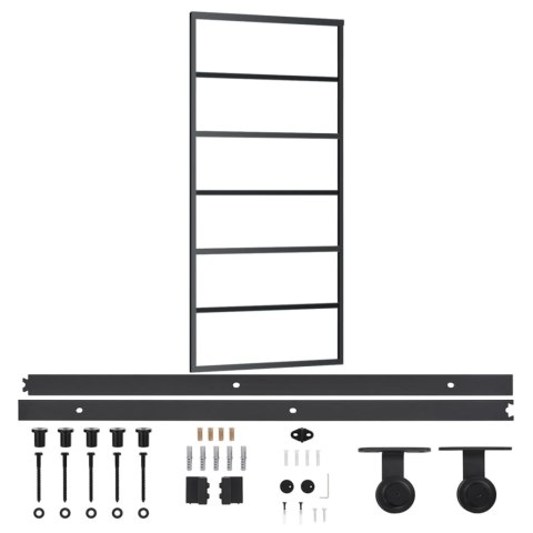 DRZWI PRZESUWNE Z OSPRZĘTEM SZKŁO ESG I ALUMINIUM 90X205CM