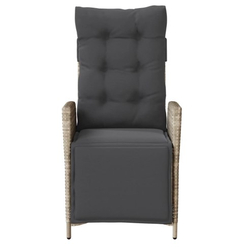 ROZKŁADANE FOTELE OGRODOWE Z PODNÓŻKIEM 2 SZT. JASNOSZARE