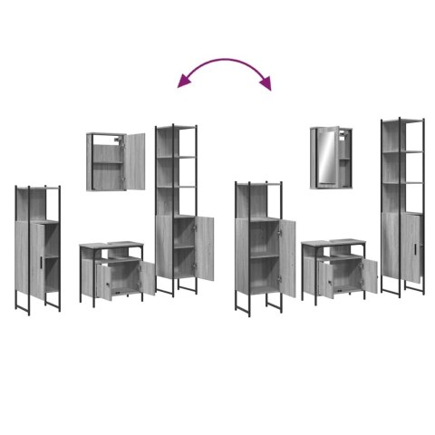 4-CZĘŚCIOWY ZESTAW MEBLI ŁAZIENKOWYCH SZARY DĄB SONOMA