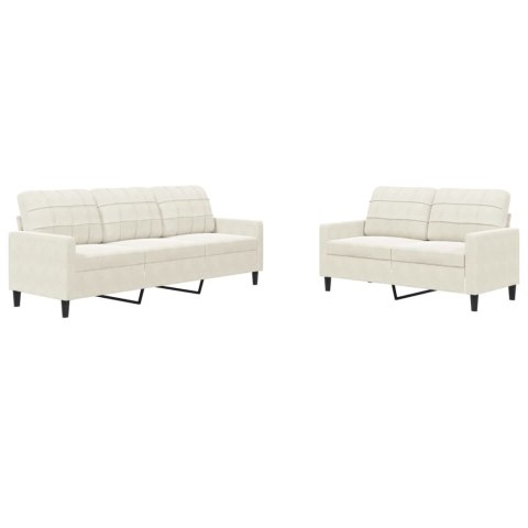 2-CZĘŚCIOWY KOMPLET WYPOCZYNKOWY OBITY AKSAMITEM KREMOWA