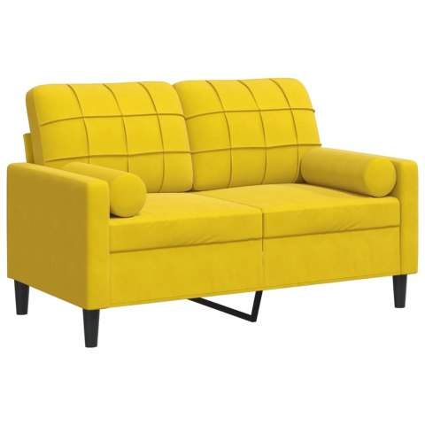 2-OSOBOWA SOFA Z PODUSZKAMI ŻÓŁTA 120CM AKSAMIT