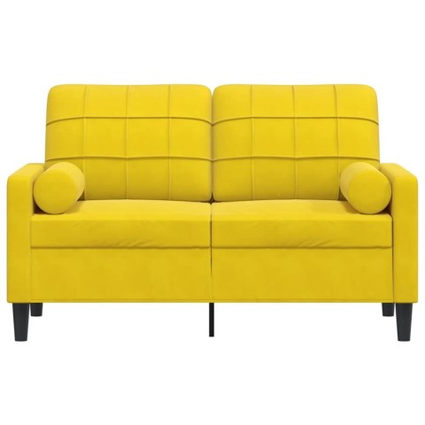 2-OSOBOWA SOFA Z PODUSZKAMI ŻÓŁTA 120CM AKSAMIT