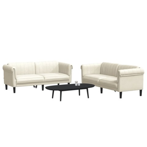 2-CZ. KOMPLET WYPOCZYNKOWY KREMOWY AKSAMITNY