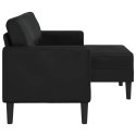 SOFA 2-OSOBOWA Z LEŻANKĄ W KSZTAŁCIE LITERY L CZARNA 125CM