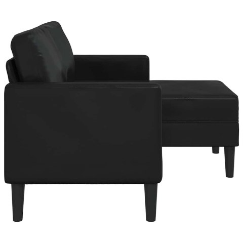 SOFA 2-OSOBOWA Z LEŻANKĄ W KSZTAŁCIE LITERY L CZARNA 125CM