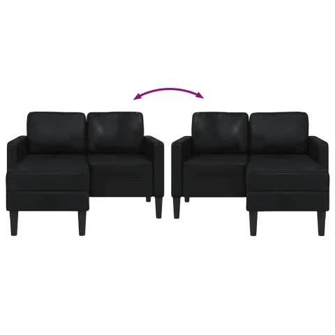 SOFA 2-OSOBOWA Z LEŻANKĄ W KSZTAŁCIE LITERY L CZARNA 125CM