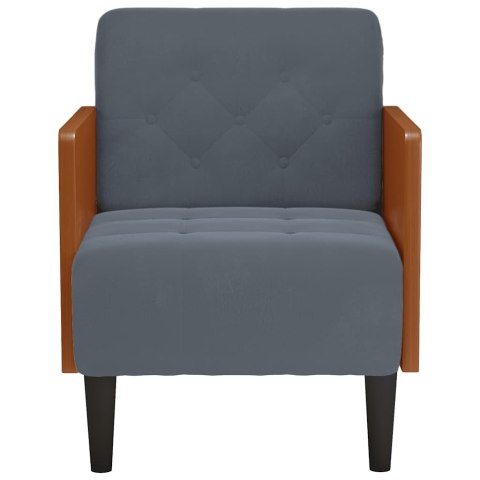 SOFA FOTEL Z PODŁOKIETNIKAMI CIEMNOSZARY 55CM AKSAMIT
