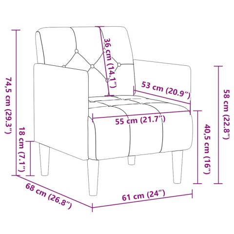 SOFA FOTEL Z PODŁOKIETNIKAMI CIEMNOSZARY 55CM AKSAMIT