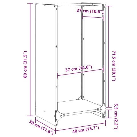 STOJAK NA DREWNO OPAŁOWE 40X30X80CM STAL NIERDZEWNA