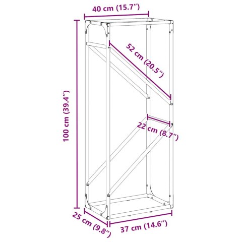 STOJAK NA DREWNO OPAŁOWE ANTRACYT 40X25X100CM