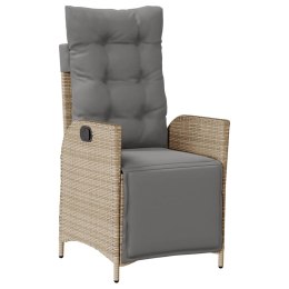 ROZKŁADANY FOTEL OGRODOWY Z PODNÓŻKIEM MIESZANY BEŻ RATTAN PE