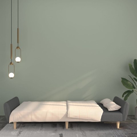 ROZKŁADANA KANAPA 2-OSOBOWA JASNOSZARA TAPICEROWANA TKANINĄ