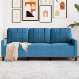 SOFA 3-OSOBOWA NIEBIESKI 180CM TAPICEROWANA AKSAMITEM