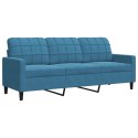 SOFA 3-OSOBOWA NIEBIESKI 180CM TAPICEROWANA AKSAMITEM